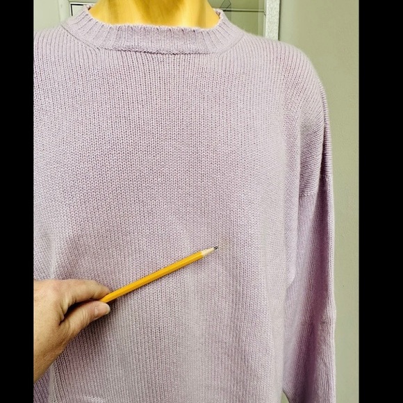 VINTAGE 1990s LORO PIANA THICK CASHMERE SWEATER CREWNECK LAVENDER PURPLE XL 54 - Picture 7 of 9